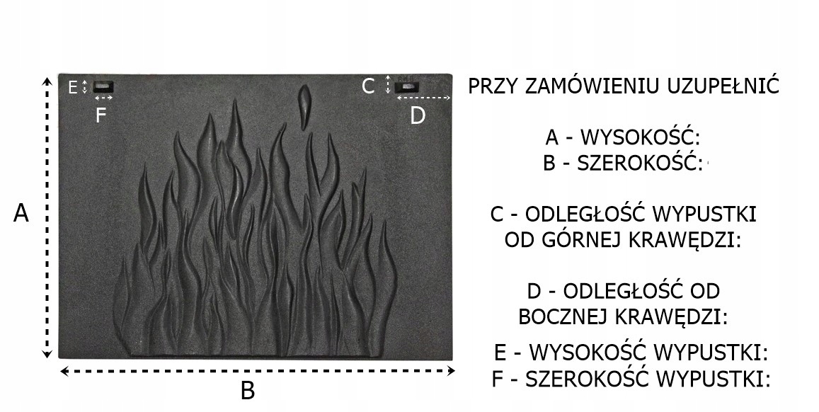 Płyta żeliwna tylna do wkładu kominka 48x32 wzór Rodzaj wkładu prosty