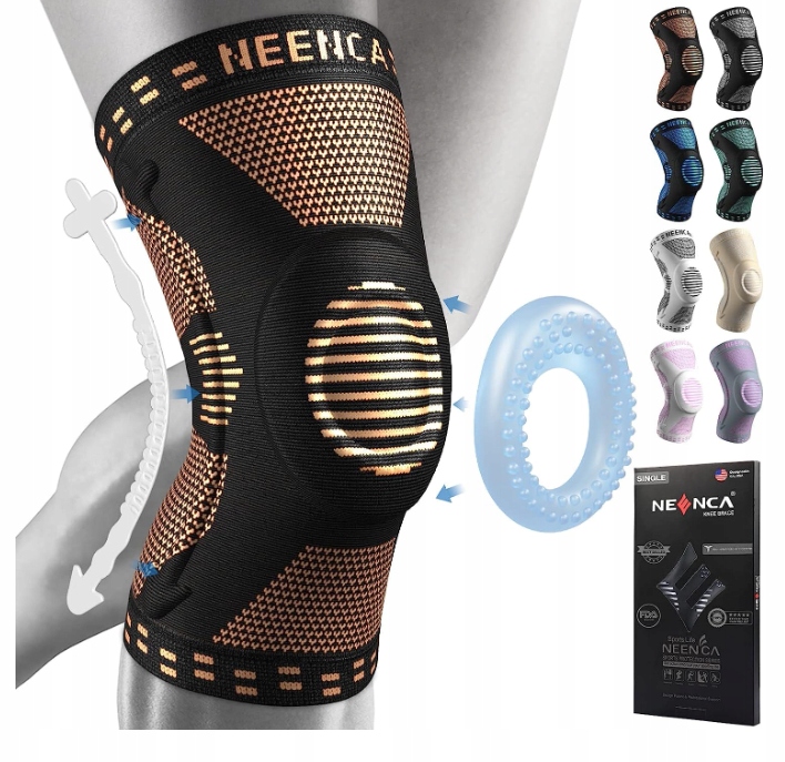 Opaska na kolano Neenca XL 45–52 cm orteza kompresyjna stabilizator