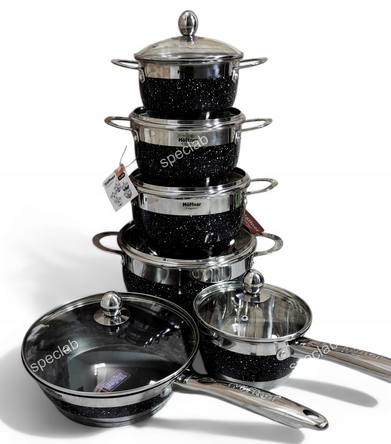 sada hrnců Hoffner HF-9920 Black. Pro sporáky: Plyn, indukce, halogen