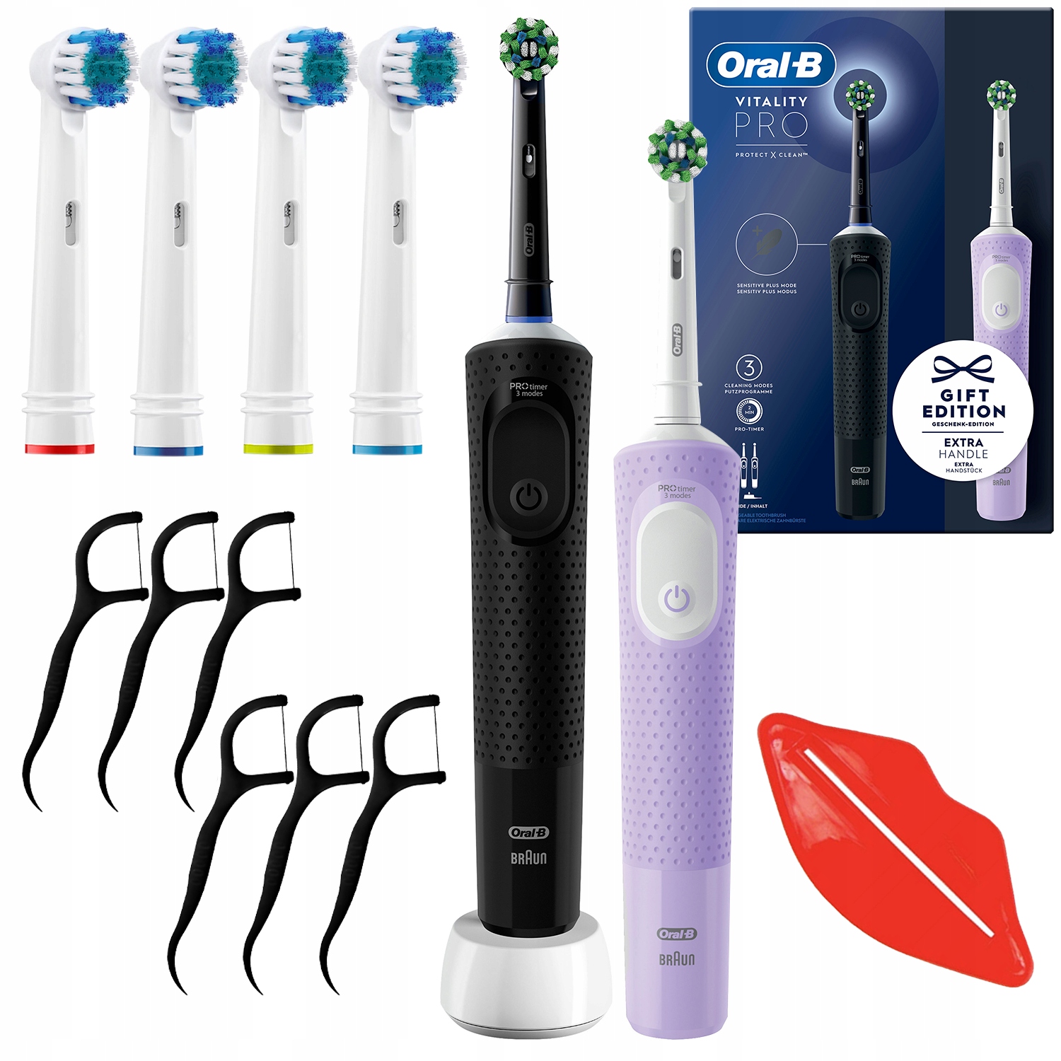 Szczoteczki Elektryczne Oral-b Vitality Pro D103 Duo Dwupak Dodatki