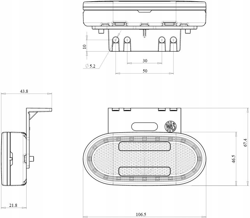 LAMPA OBRYSOWA BIAŁA LED LAMPKA OBRYSÓWKA WAŚ 1388 Producent części WAŚ