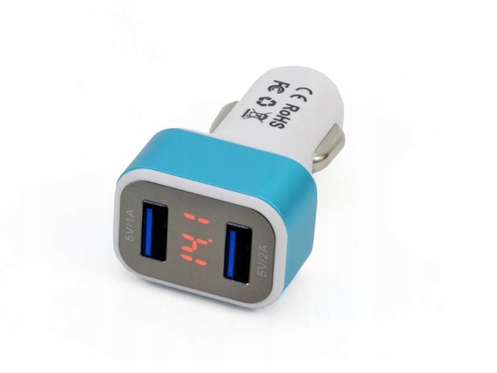 Ładowarka 2x USB + tester naładowania akumulatora