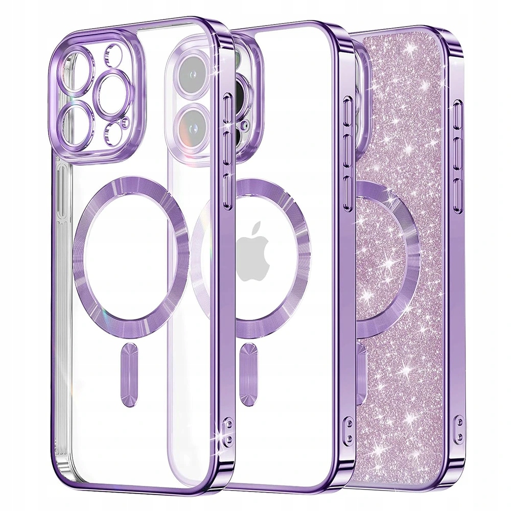 Techsuit Luxury Glitter MagSafe etui na iPhone 16 Pro Max – jasnofioletowe
