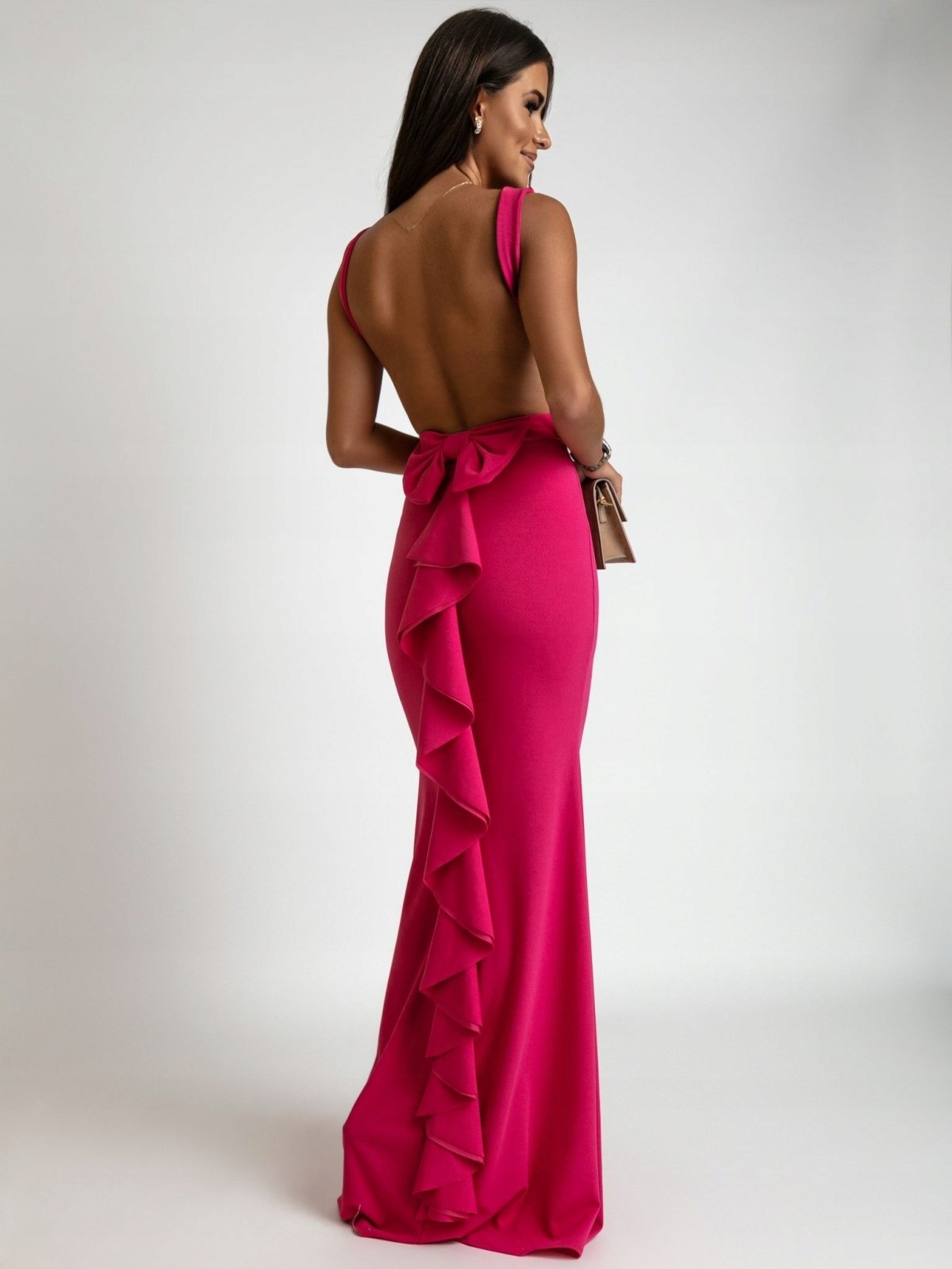 SUKIENKA OKOLICZNOŚCIOWA DŁUGA MAXI Z ODKRYTYMI PLECAMI NA WESELE PRZYJĘCIE Rozmiar 34/36