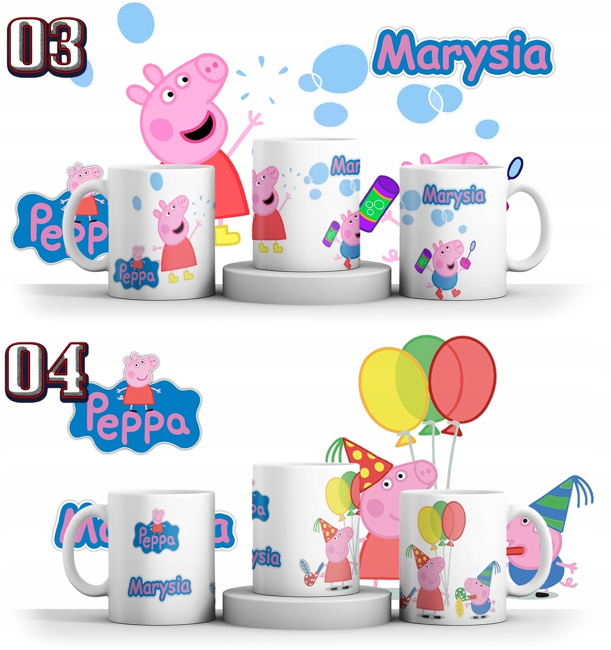 KUBEK ŚWINKA PEPPA PEPA + IMIE + KARTONIK Materiał ceramika