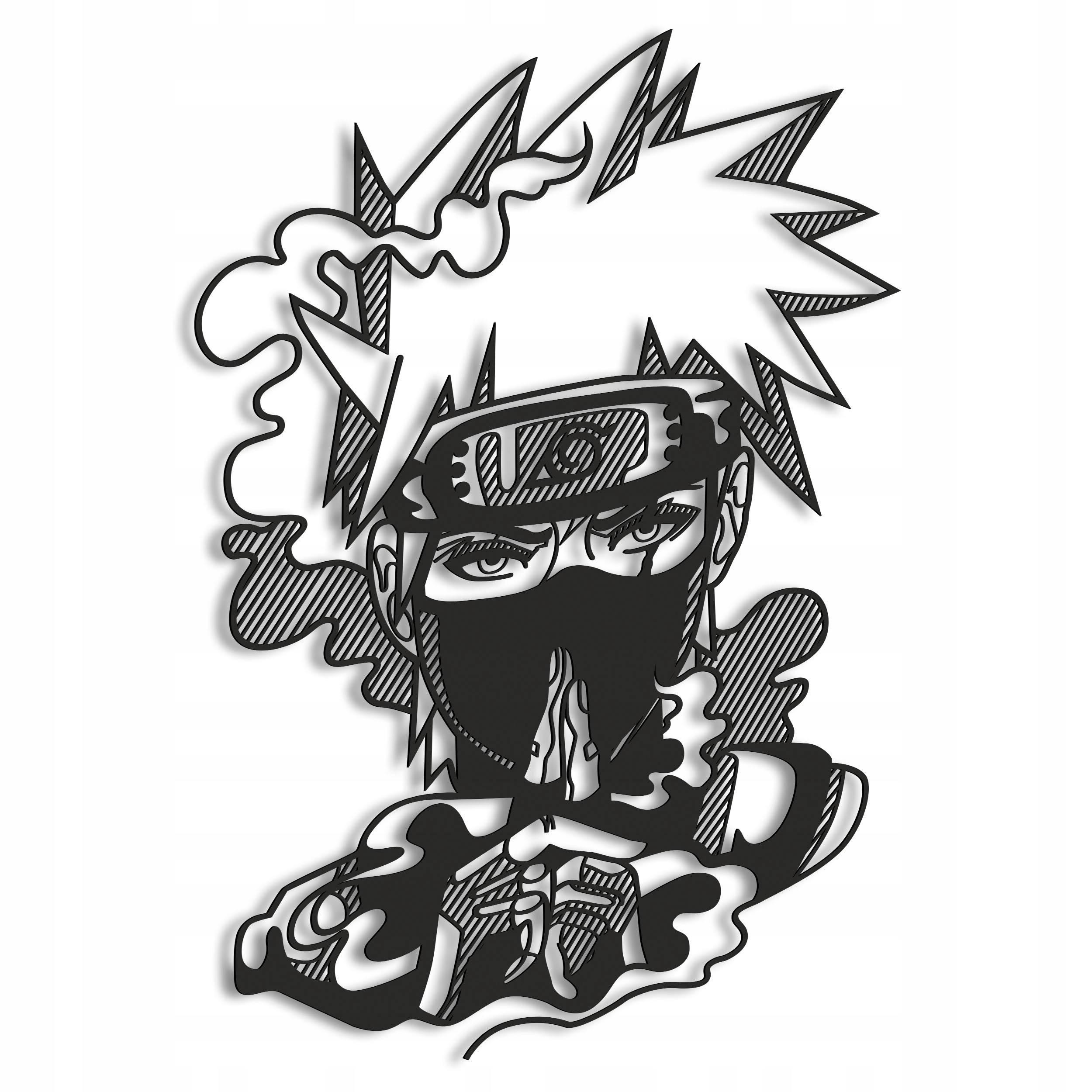 Dřevěný 3D obraz Anime Naruto Kakashi Hatake Nástěnná Dekorace Dárek