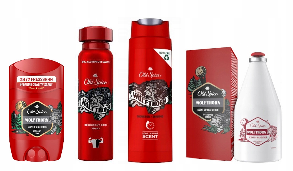 Wolfthorn — zestaw: woda po goleniu, sztyft, spray i żel