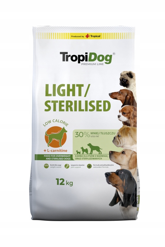 Tropidog Premium Light Sterilised Kuře s rýží 12 kg