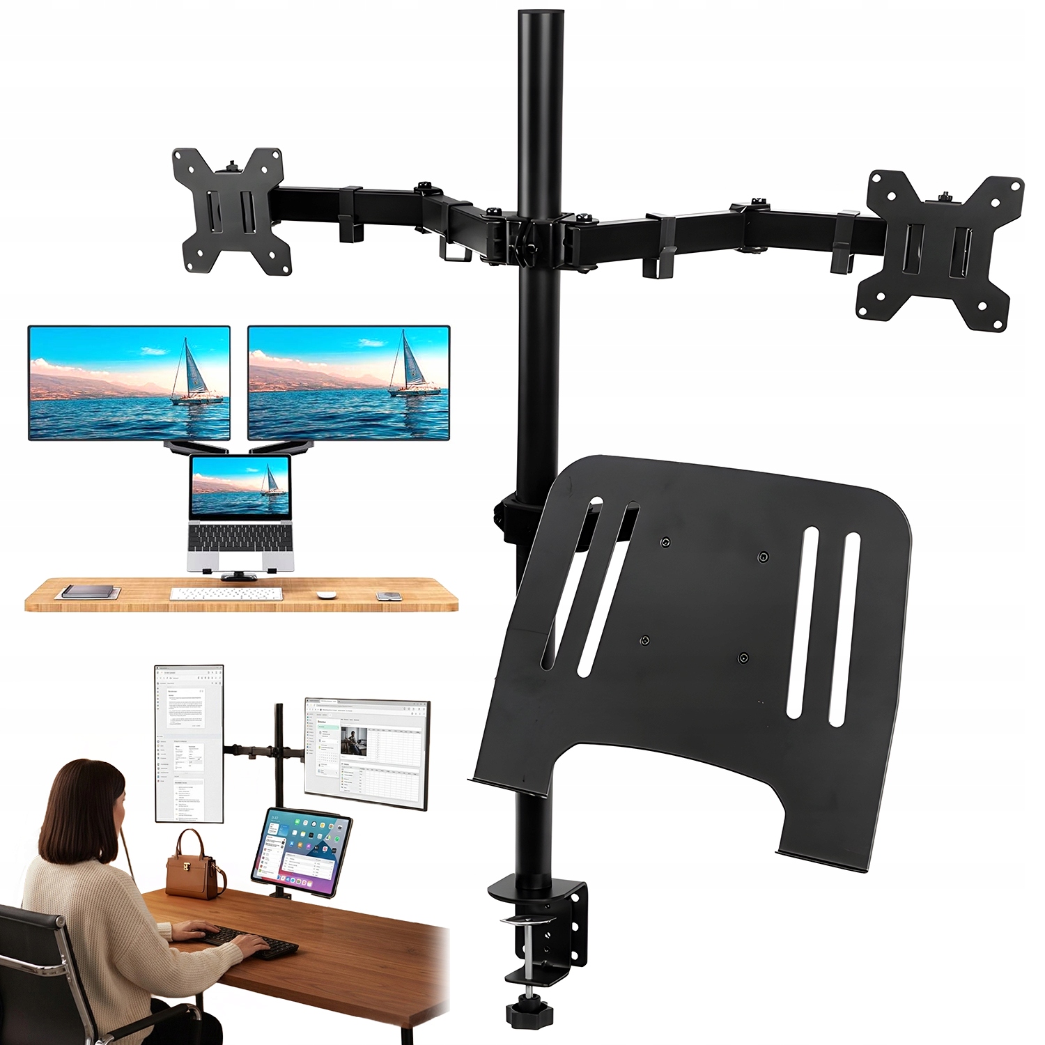 Stolní Držák Na Monitor Nebo Notebook Otočný, Nastavitelný, 9 Kg, 17-32''