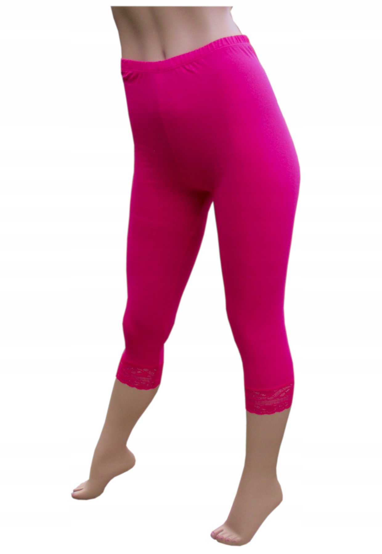 

Legginsy getry leginsy 3/4 z koronką różowe XL