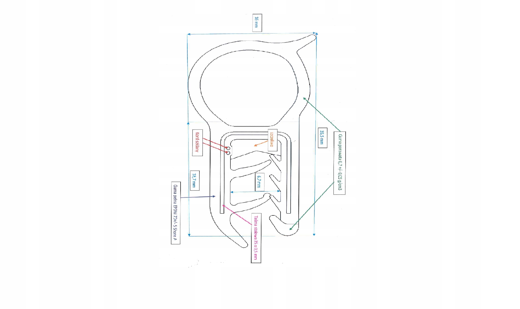 USZCZELKA UNIWERSALNA GTO-7 KLAPY BAGAŻNIKA DRZWI Producent części e-guma