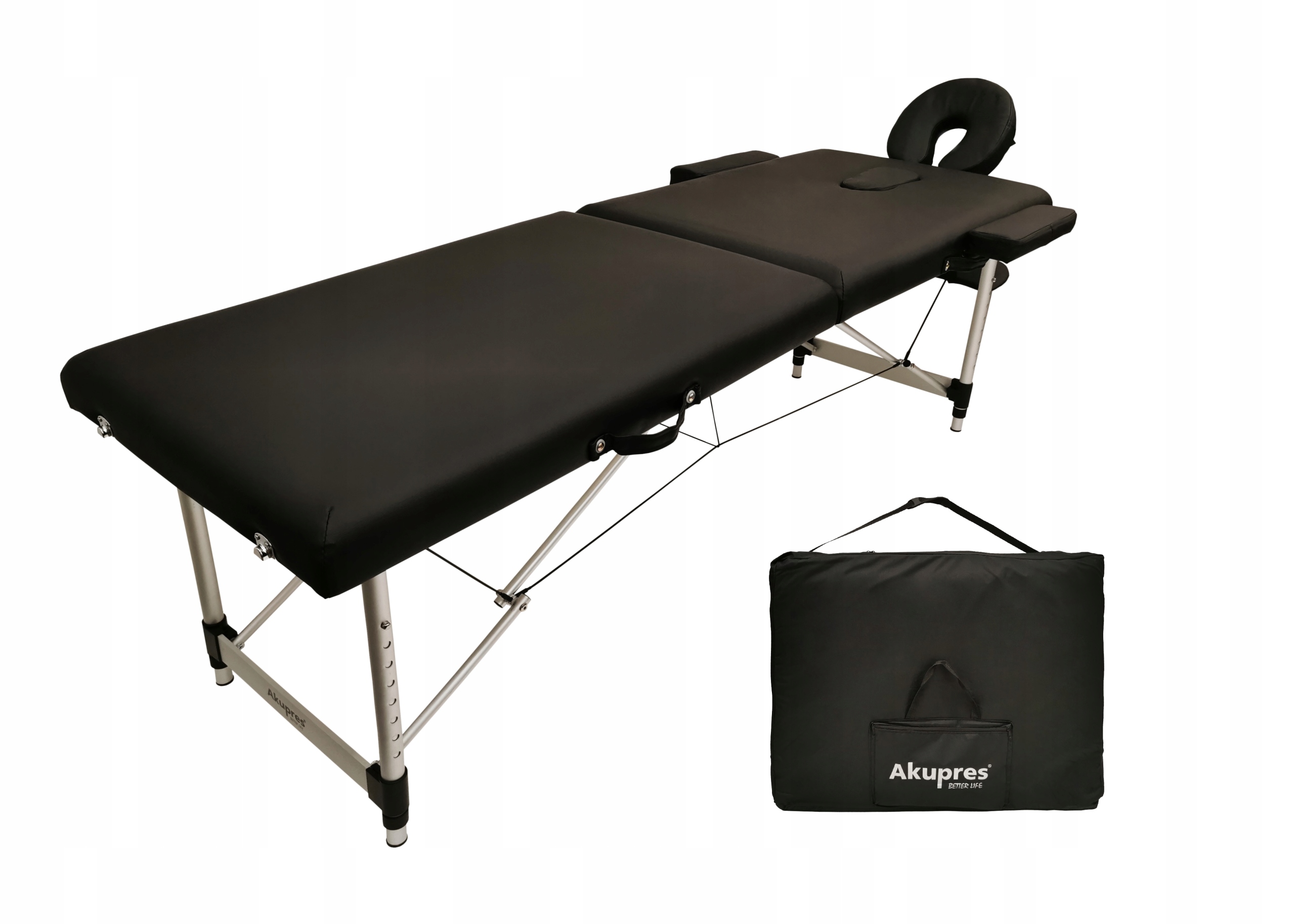 Łóżko Stół Do Masażu Fabio Czarny Składany Przenośny Torba Akupres Lekki