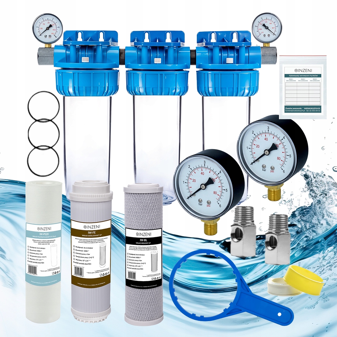 Vodní filtr odličovací tlakoměry Inzeni sada na vodu