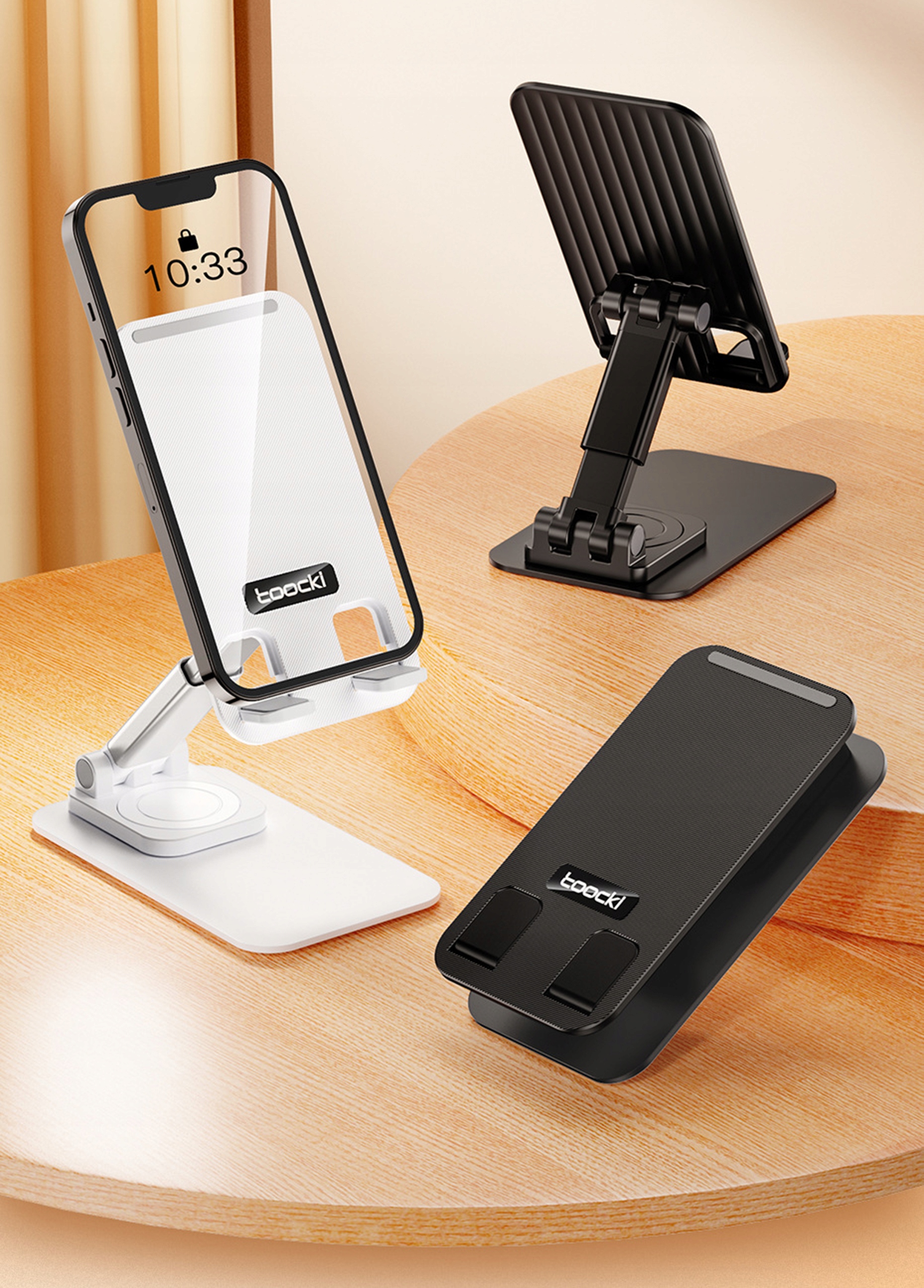 TOOCKI podstawka regulowany UCHWYT składany STOJAK pod TELEFON / TABLET Kolor biały