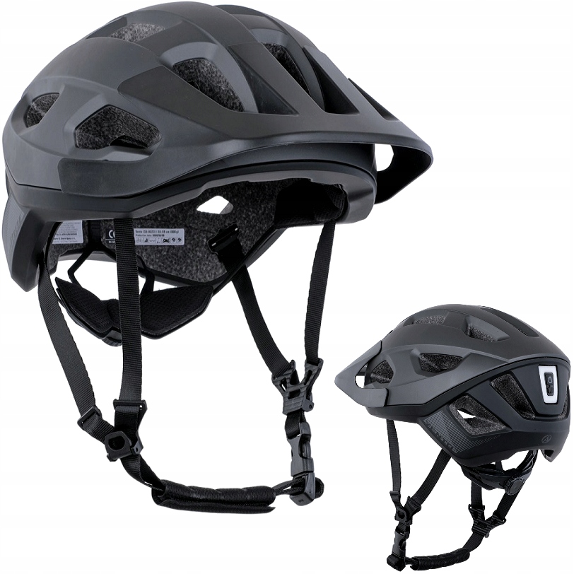 Kask Author Vento Led Usb 55-58cm lampka szaro-czarny