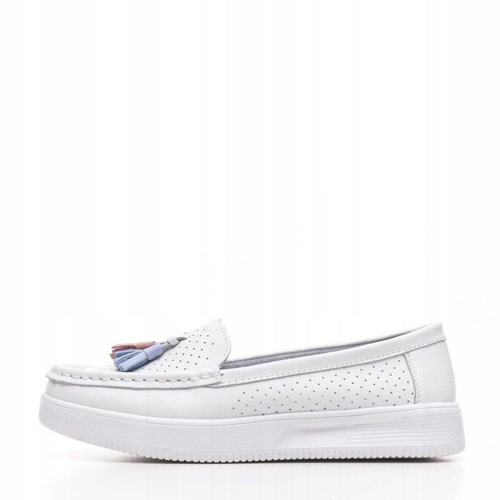 MOKASYNY PÓŁBUTY NA PLATFORMIE DAMSKIE KOLOROWE FRĘDZLE SERGIO LEONE 37 Kod producenta SP015-BIALY