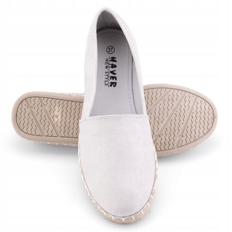 SREBRNE ESPARDYLE DAMSKIE WSUWANE PÓŁBUTY TENISÓWKI PŁASKIE WYGODNE