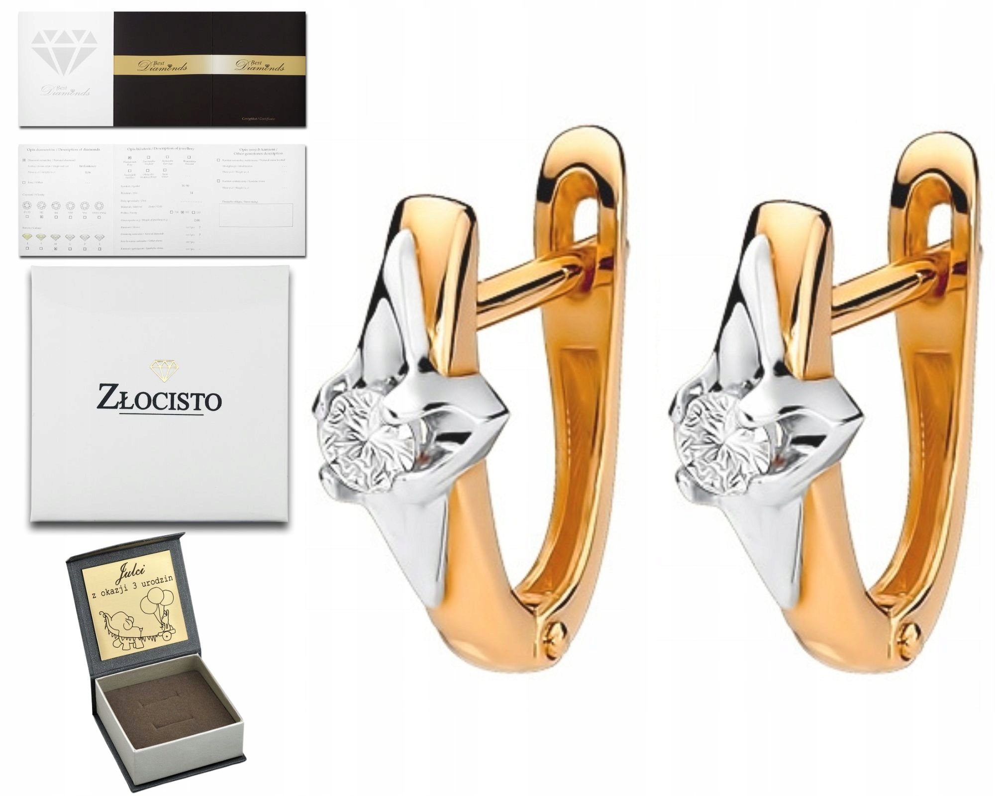 Náušnice Z Růžového Zlata S Brilianty 0,16 Ct 585