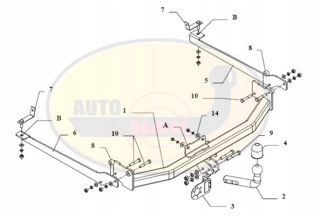 Hak holowniczy odkręcany PEUGEOT 306 1994-2001 F09 Producent Auto-hak