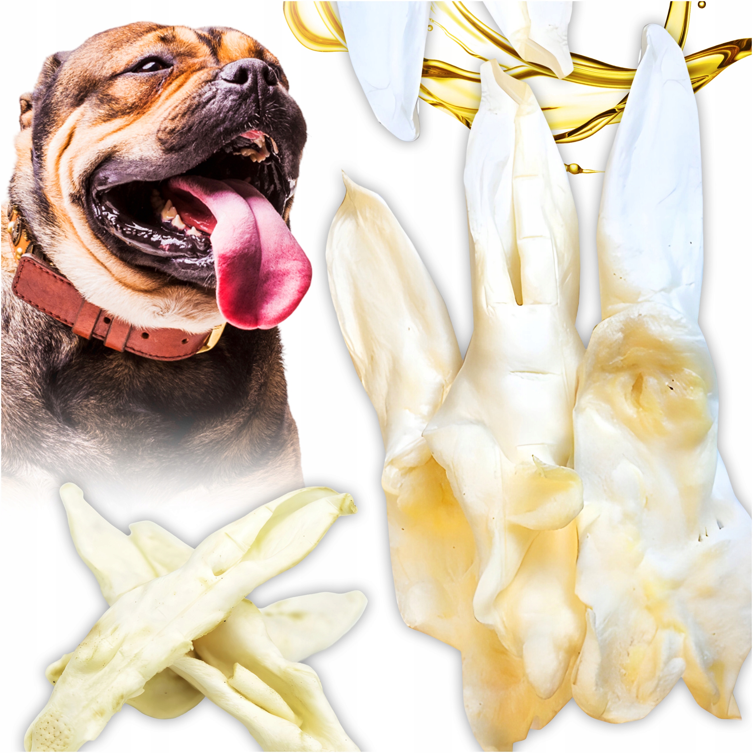 Levně Psí Pamlsek Přírodní Sušené Kousátko S Králíkem Králičí Ucho Bílé 1kg