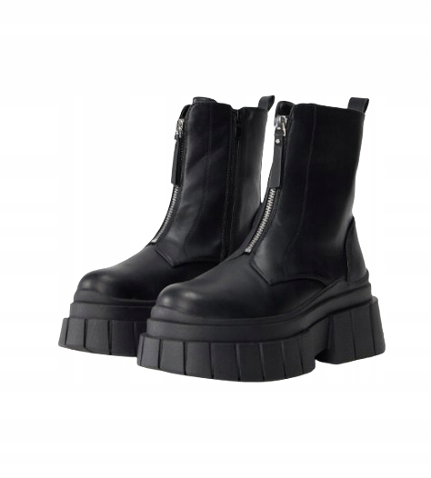 Even&odd Černé Kotníkové Boty Na Silné Platformě S Klasickým Zámkem 40 T6B