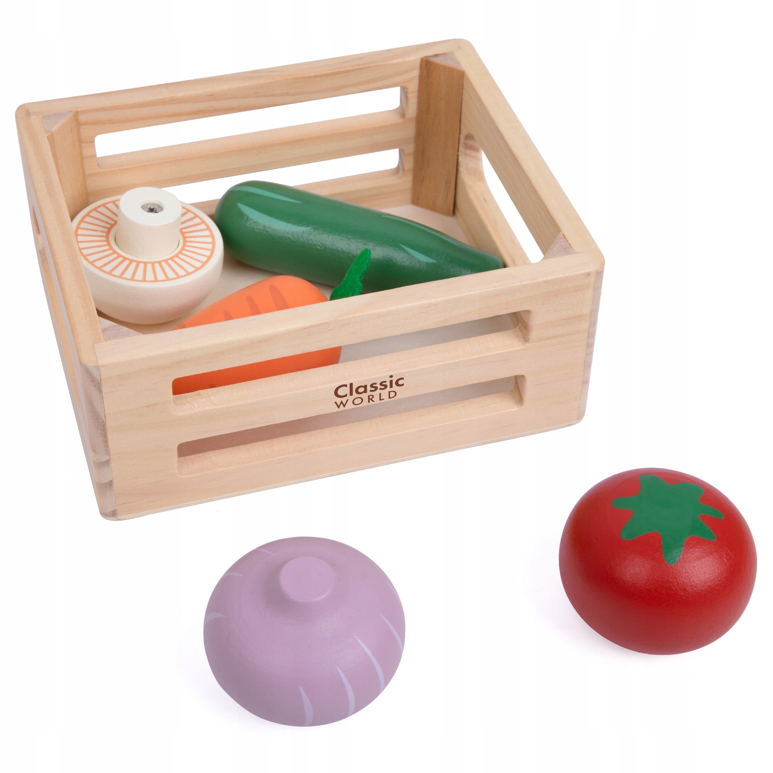 DREWNIANY ZESTAW WARZYW W SKRZYNCE KOSZYKU ZESTAW 6 el. CLASSIC WORLD Zawiera baterie nie