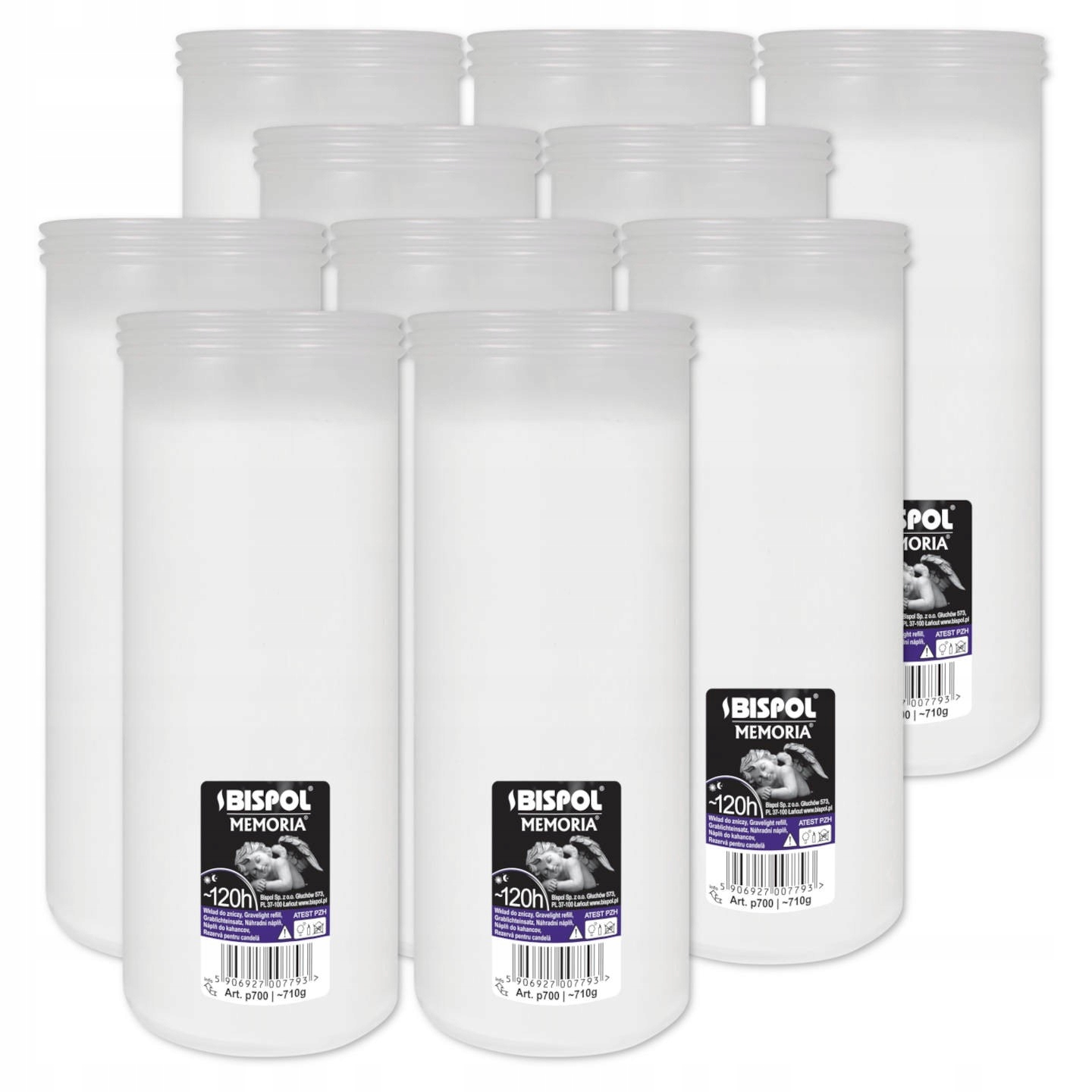 Náplně do hřbitovních svíček parafínové Bispol P700 120h 10 kusů