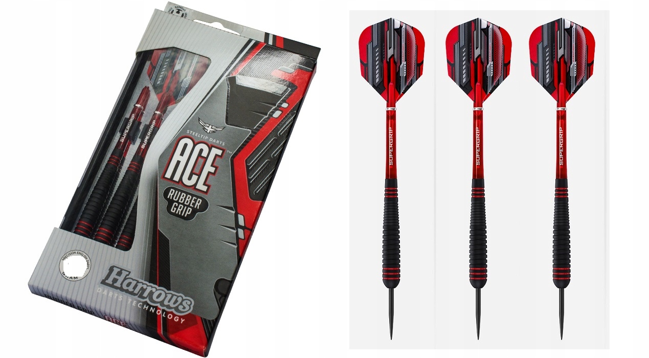 Rzutki Lotki Harrows Ace Ruber Grip 22 Gr Steeltip Profesjonalne Ostre