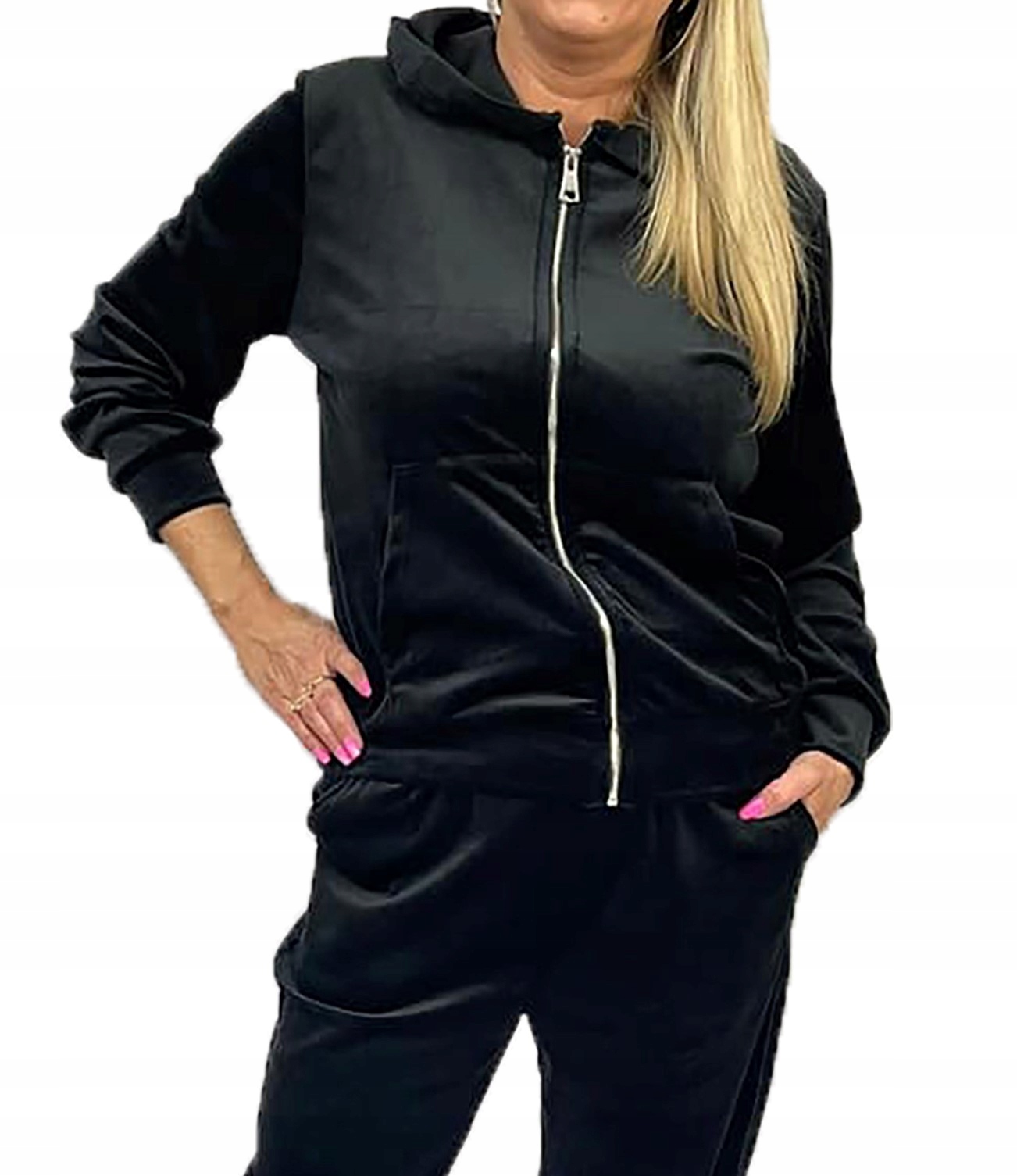 

Z404 Dres Welur Z Kapturem Czarny r. 52 (6XL)