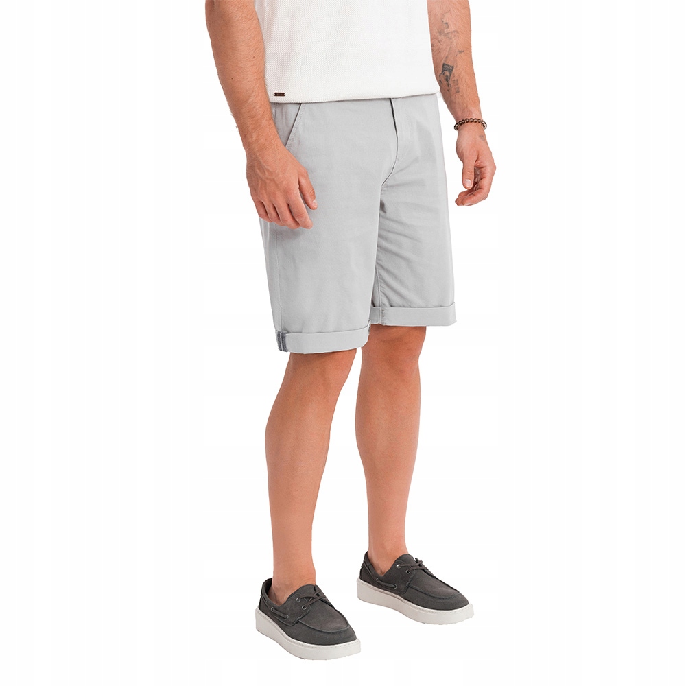Klasické pánské chino šortky s ohrnutými nohavicemi šedé OM-SRCS-0197 V12 XL