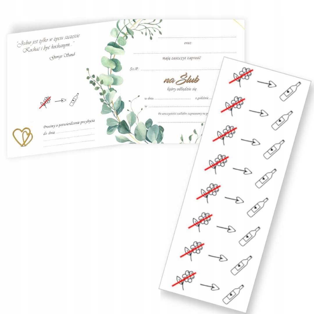 NAKLEJKI NA ZARPOSZENIA REBUS ślub prezent wkładki do zaproszeń x8