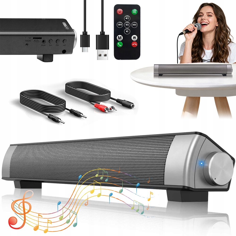 Mini Głośnik BLUETOOTH5.0 Subwoofer Z Pilotem Imprezy I Spotkania Przenośny