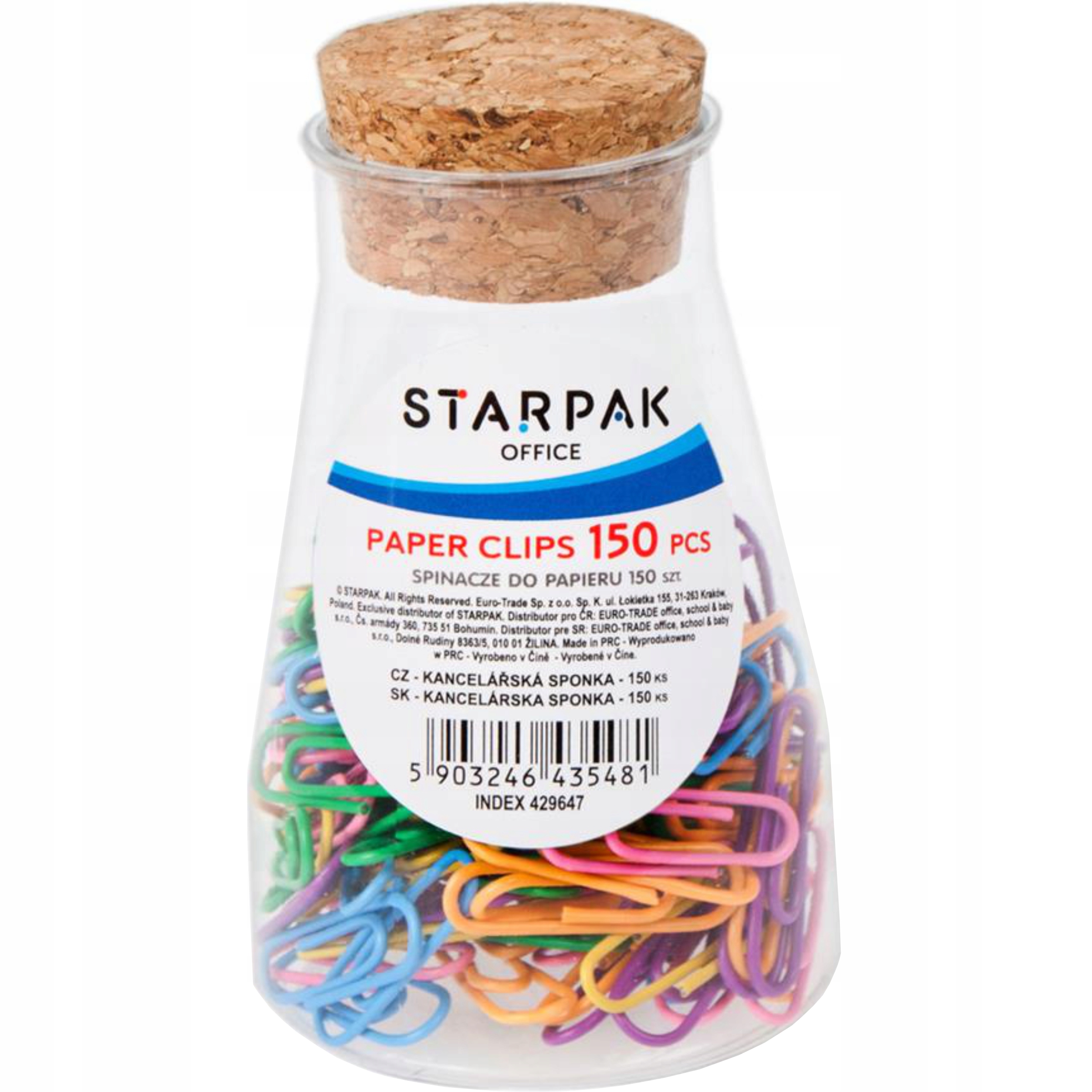 Spinacze biurowe kolorowe okrągłe w słoiku 300 szt Kod producenta 5903246435481