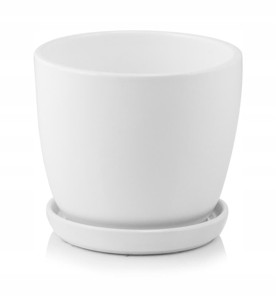 Ceramiczna Doniczka Z Podstawkiem 24cm Biała