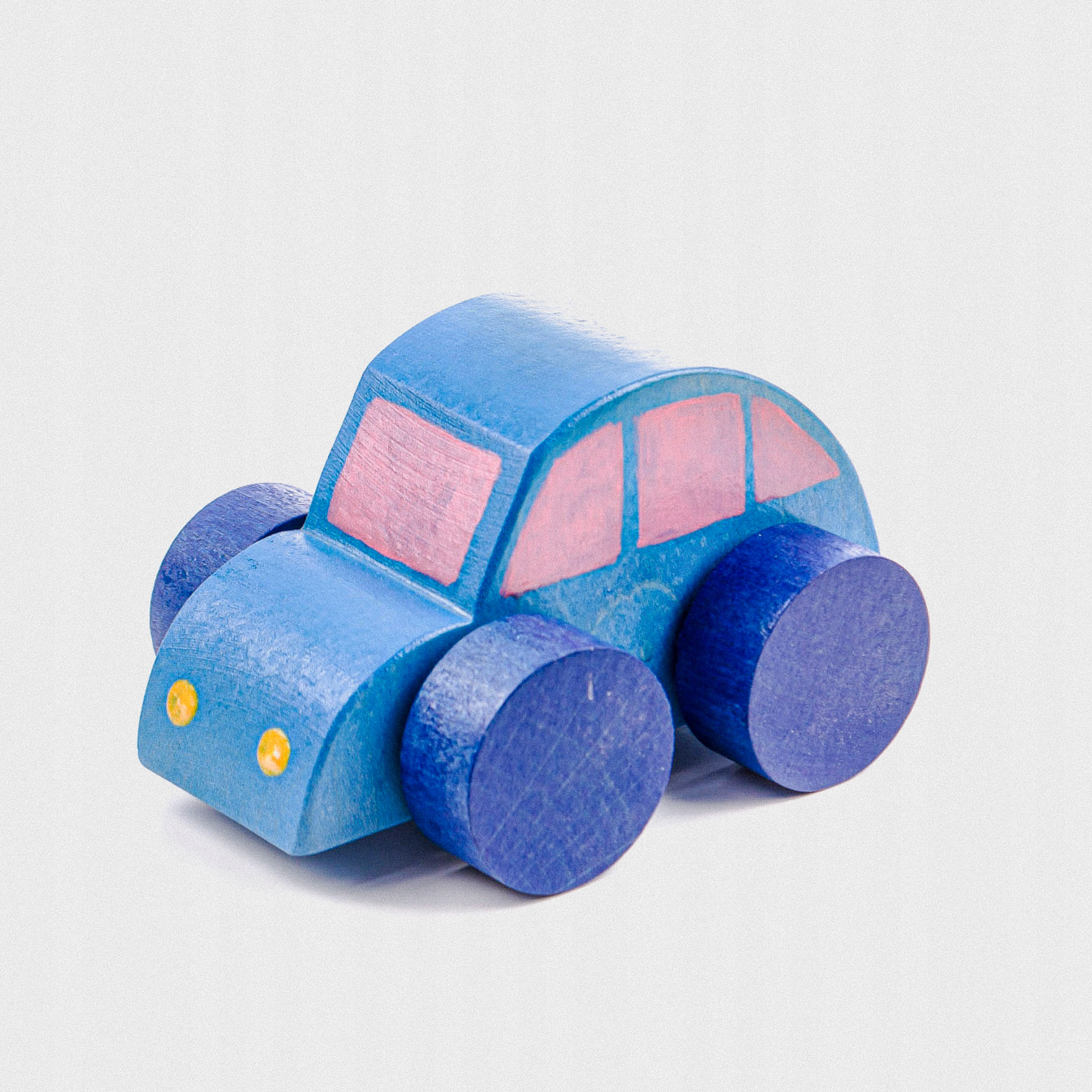 AUTKO drewniane, GARBUS samochodzik- NIEBIESKIE