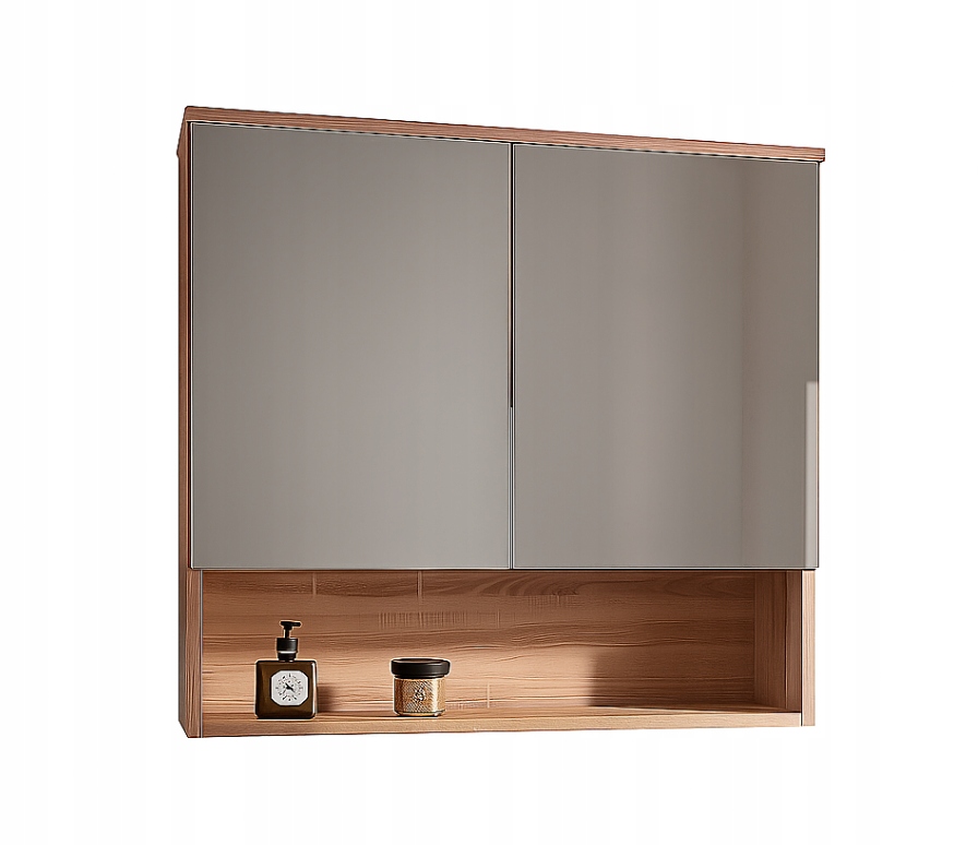 Koupelnová skříňka 80x65 cm dub sonoma se zrcadlem, závěsná