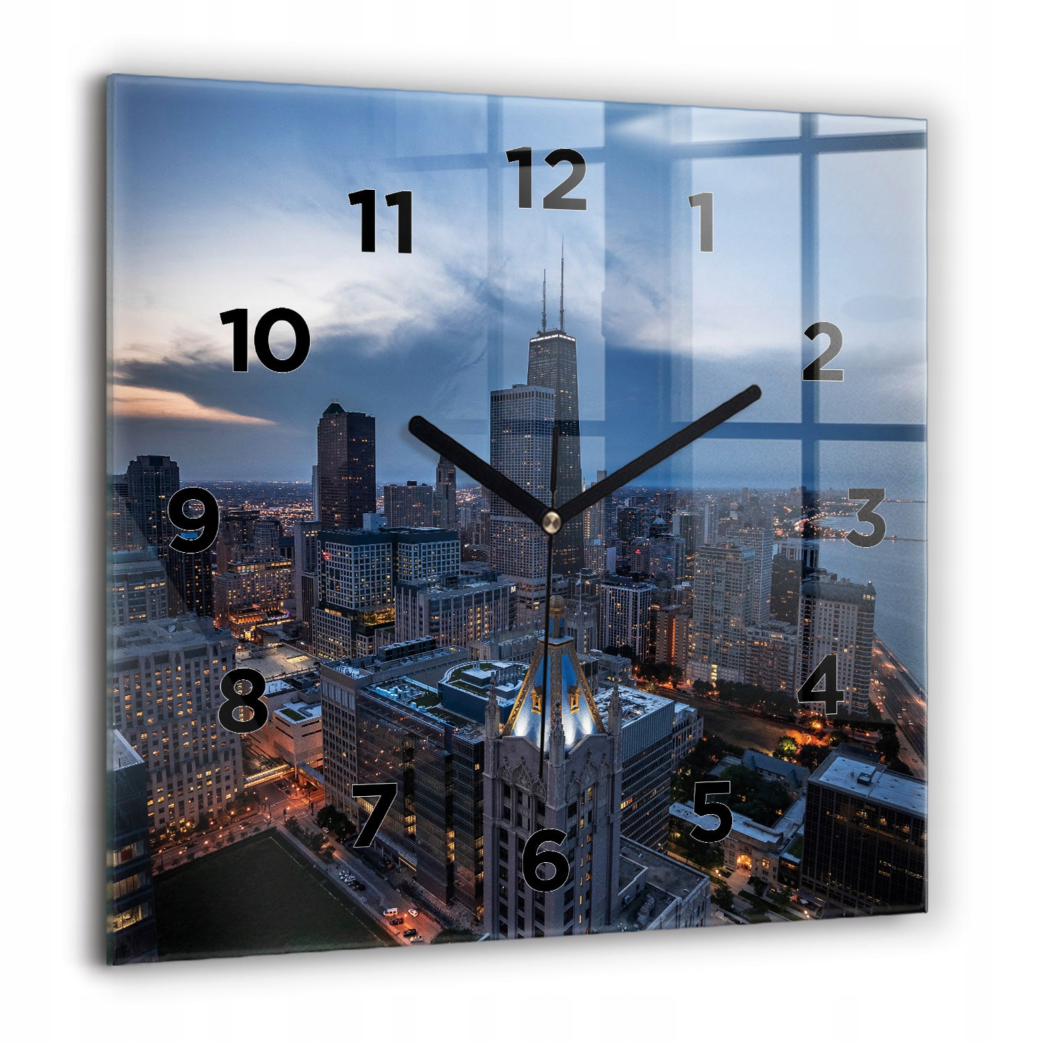 Velký skleněný obraz Velké hodiny z tvrzeného skla Fotografie Chicaga 60x60
