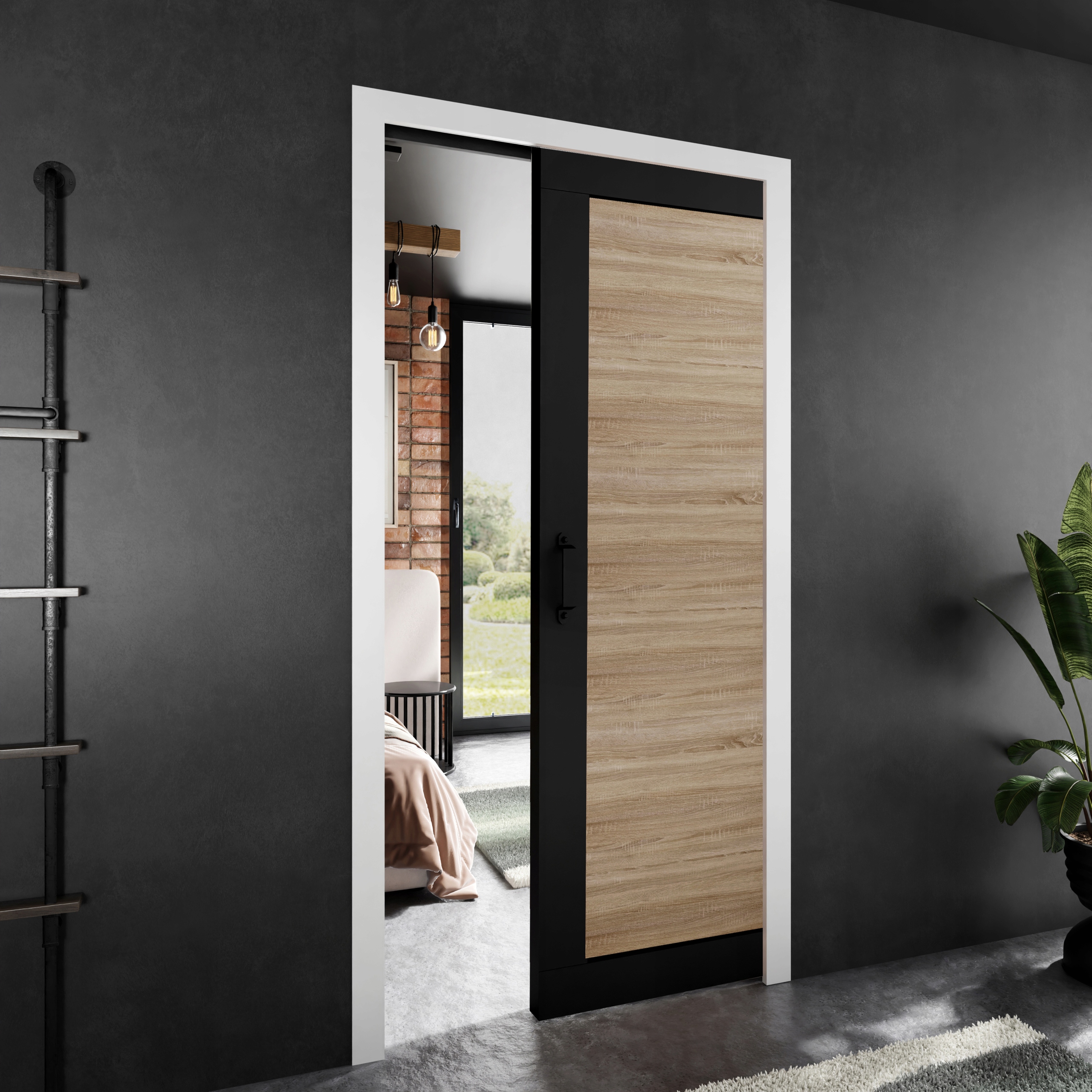 Posuvné dveře Stark Paladio 1 černá dub sonoma 90 kazeta dveří