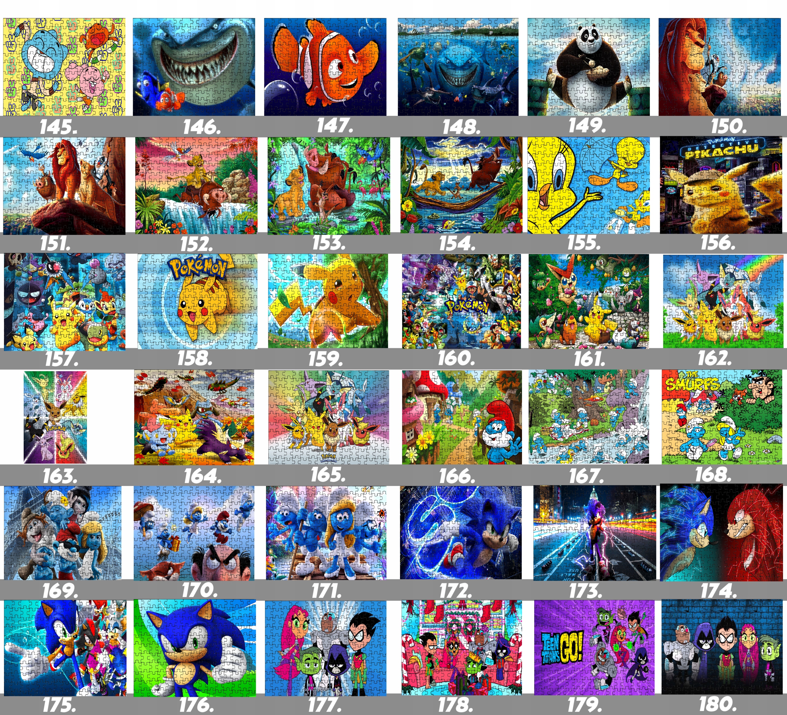 Puzzle układanka 192el:MŁODZI TYTANI WZORY+PUDEŁKO Wiek dziecka 3 lata +