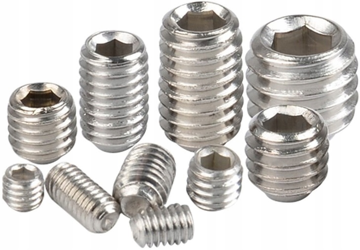 ZESTAW MAŁYCH WKRĘTÓW IMBUSOWYCH ŚRUB ŚRUBEK DOCISKOWYCH NA IMBUS BEZ ŁBA Rodzaj Klamka wewnętrzna