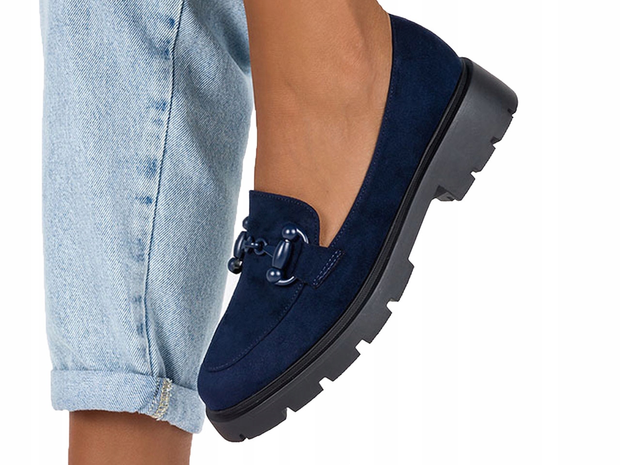 MOKASYNY PÓŁBUTY DAMSKIE KLASYCZNE ZE SPRZĄCZKĄ 38