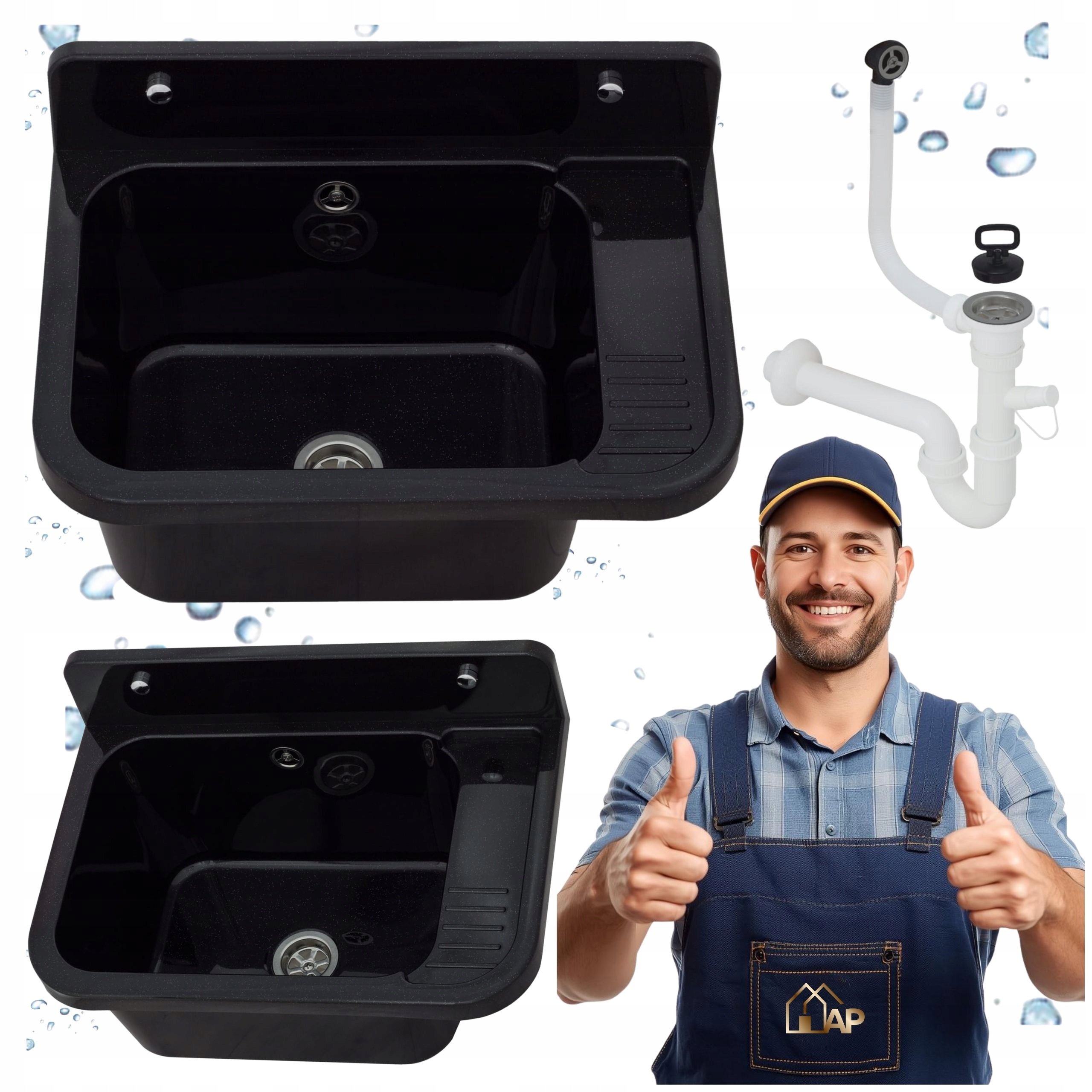 Technický Dřez Technický pracovní dřez černá nádrž Prádelna Kotelna Garáž