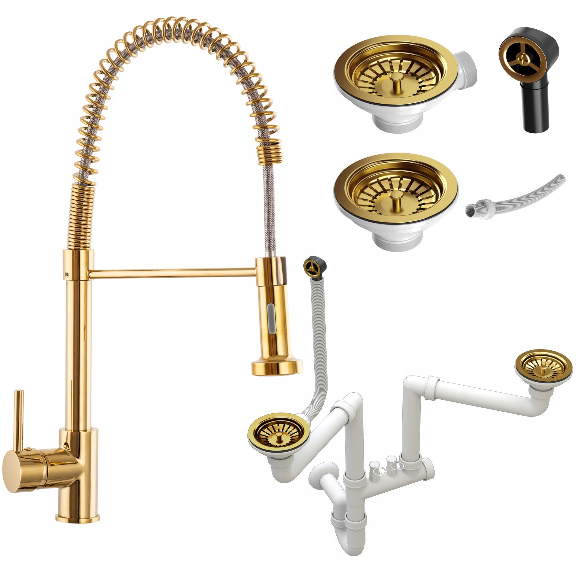 Zlatý Kuchynský Kohútik Spiral manuálny Syfon Zlatý