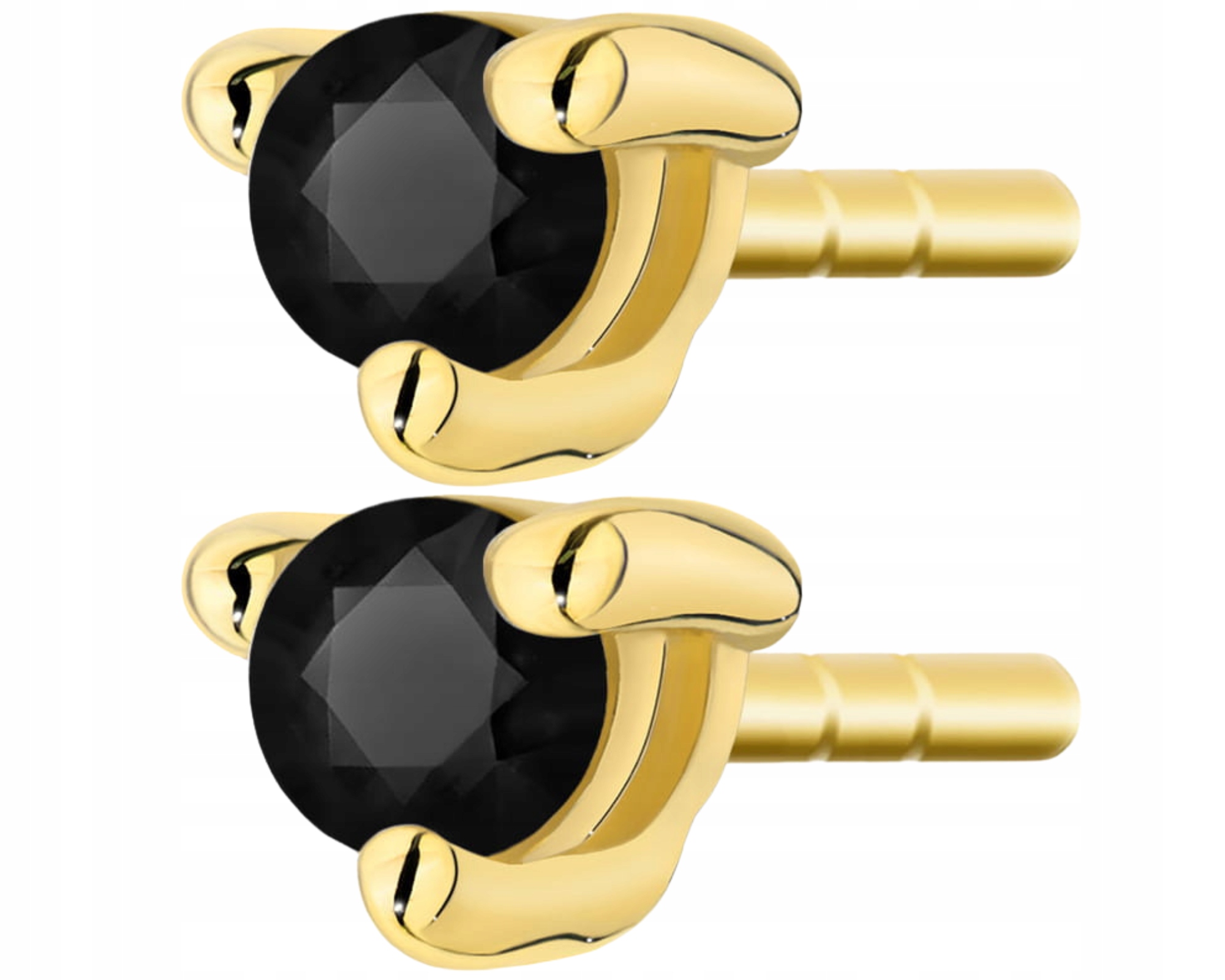 Zlaté Náušnice s černými brilianty na tyči Zlato 585 14K Dárek