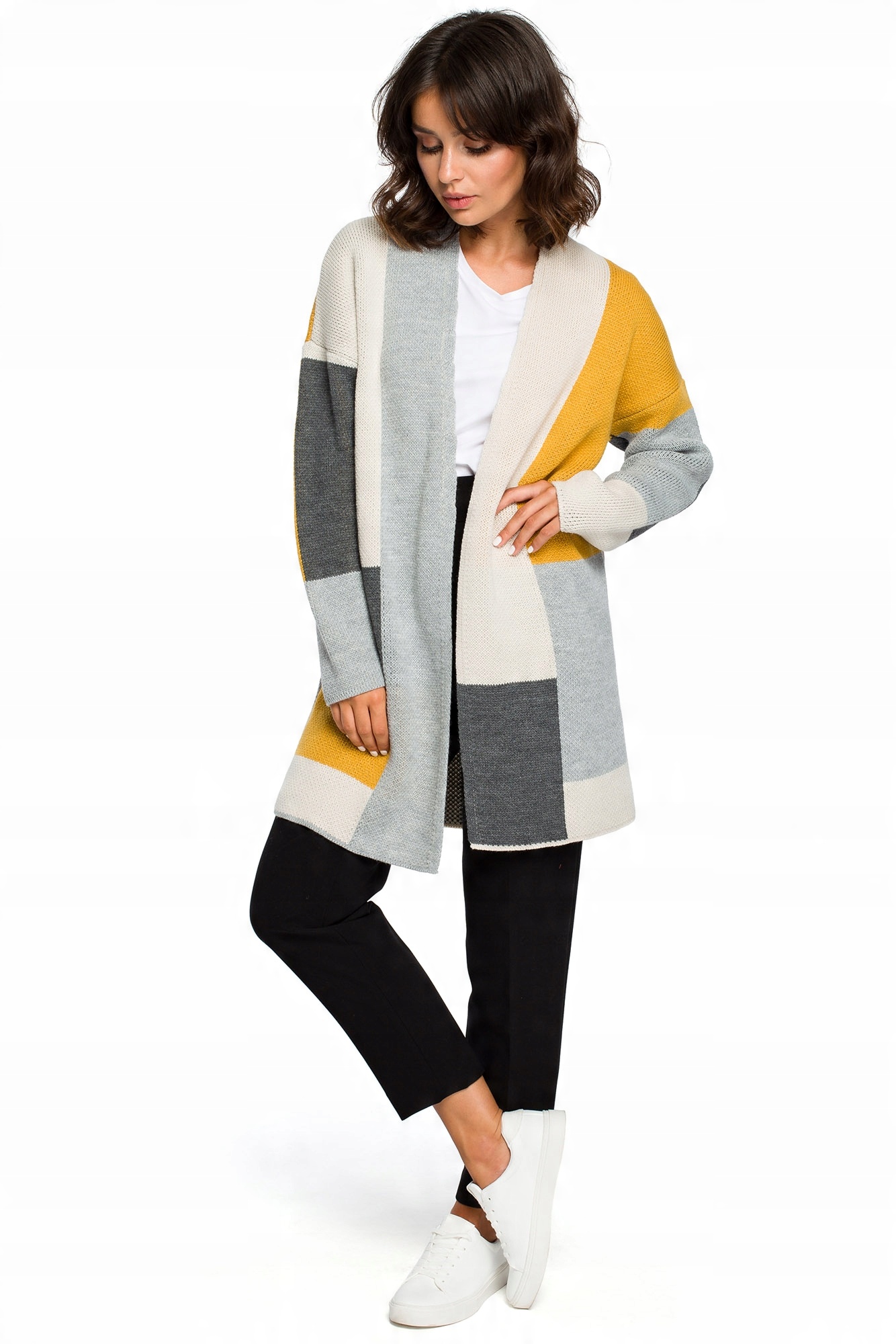 

BK011 Kardigan Wielokolorowy -s/l- Grafit Be Knit