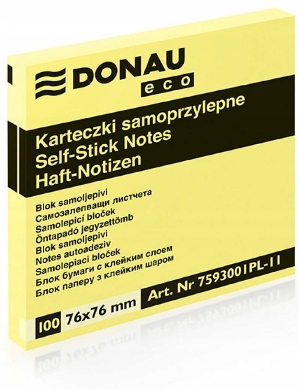 

Bloczek samoprzylepny 76x76 Donau Eco żółty