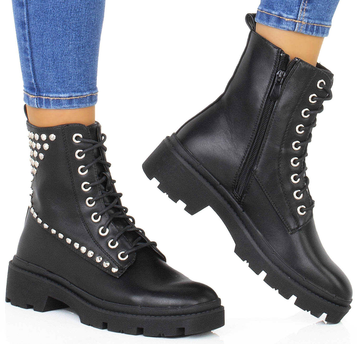 BOTKI CZARNE GLANY ĆWIEKI EKOSKÓRA NA PLATFORMIE 41