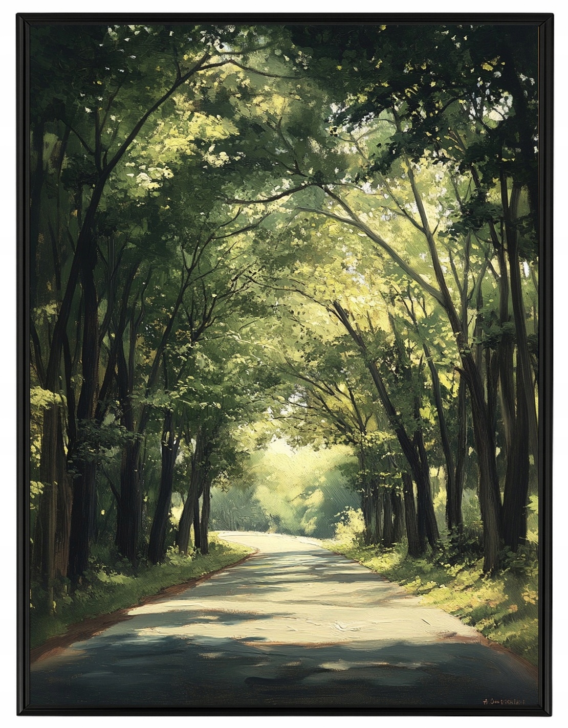 Plakát Rámeček Hliníkový Krajina Příroda Stromy Alej Cesta Slunce Léto 60x80