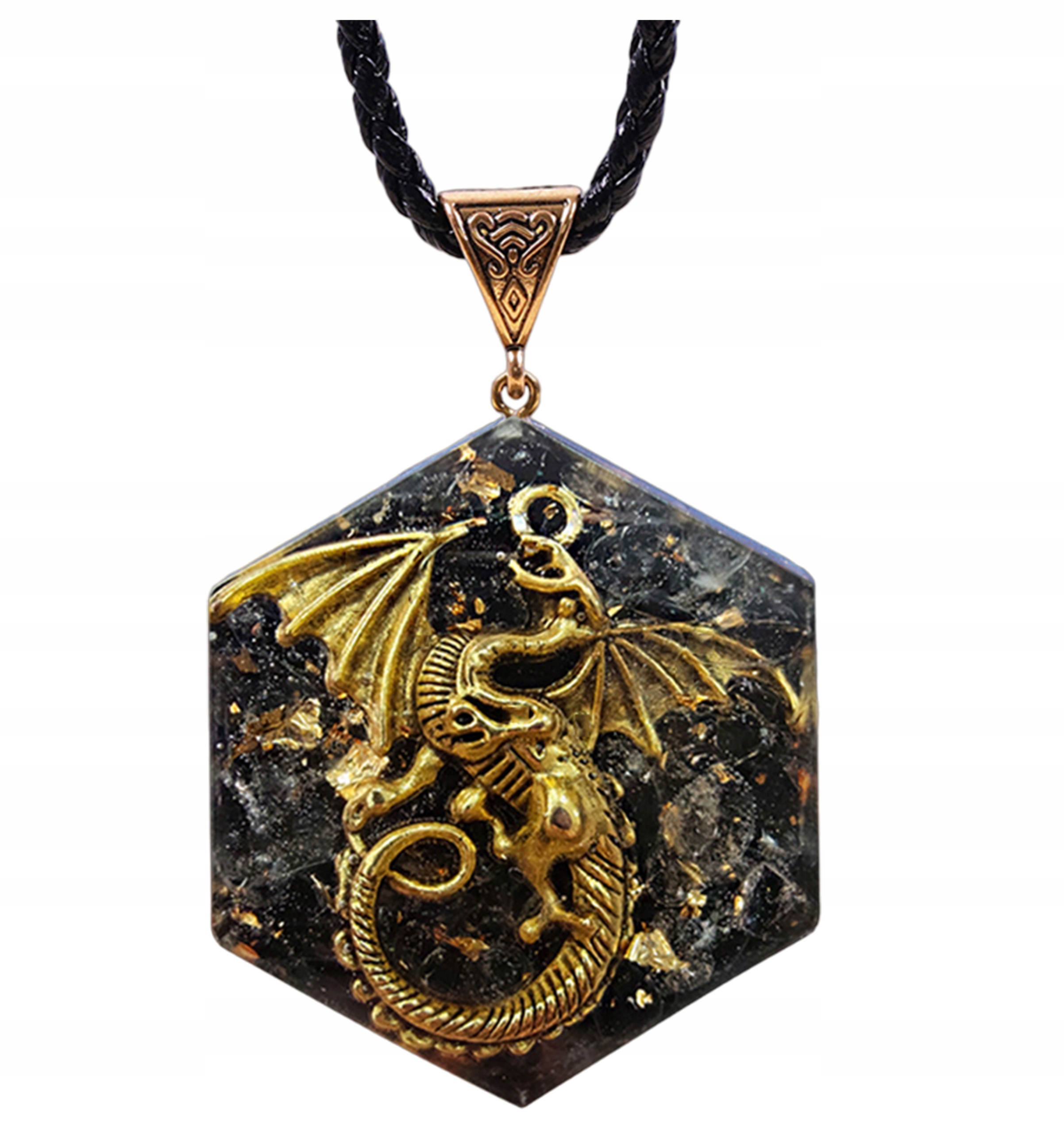 Cudowny Naszyjnik Orgonit Odpromiennik Feniks Naturalny Obsydian Kryształ