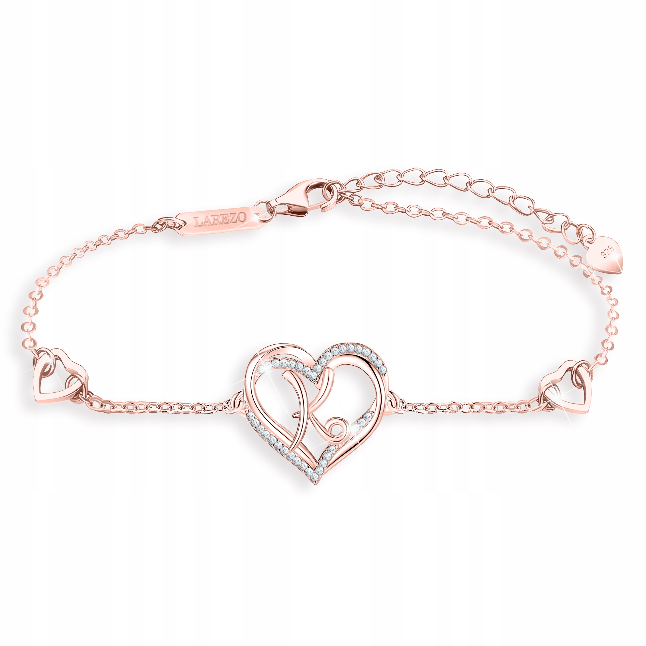 Pozlacený náramek s písmenem K Love Srdce se zirkony Stříbro 925